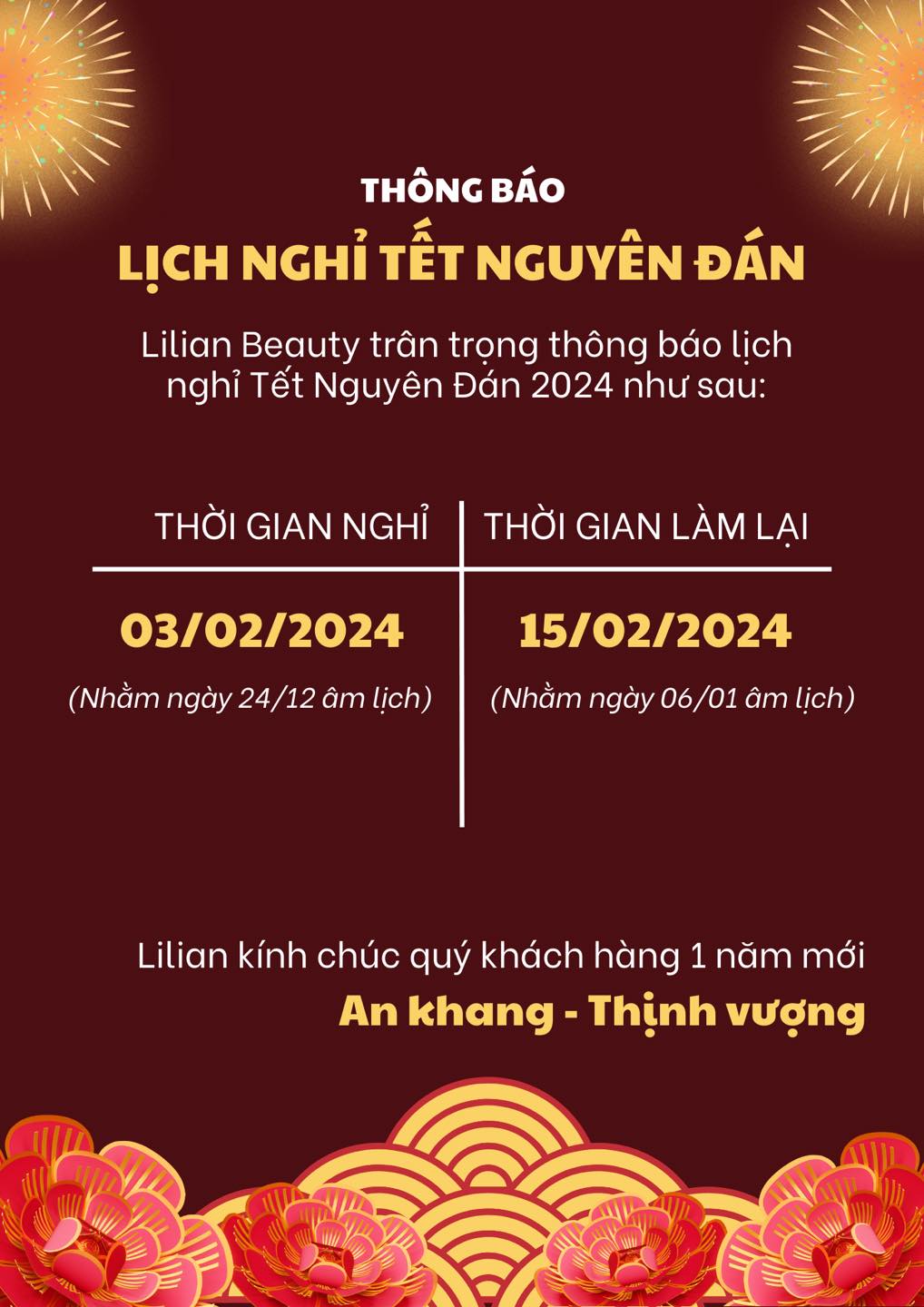 Thông báo nghỉ Tết Nguyên Đán 2024